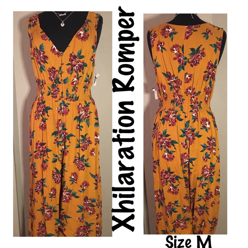 NWOT Xhilaration Mustard Floral Romper